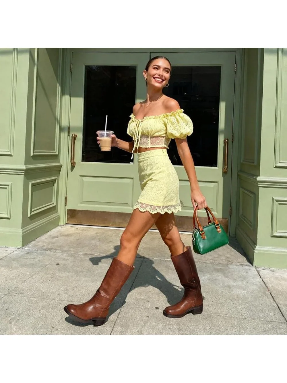 Women's Light Brown Faux Leather Square Toe Chunky Block Heel Knee High Boots